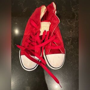 OPOEE Girls Ladies Women’s Size 37 Red Sparkly High Top Sneakers Hip Hop…